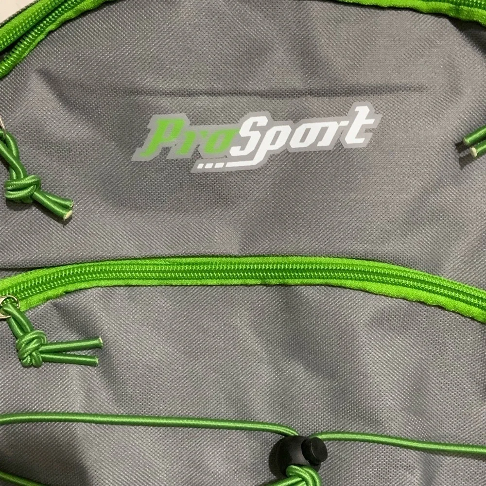 Pro Sport Backpack Day Hike School Book Bag Adjustable Padded Straps Grey Green